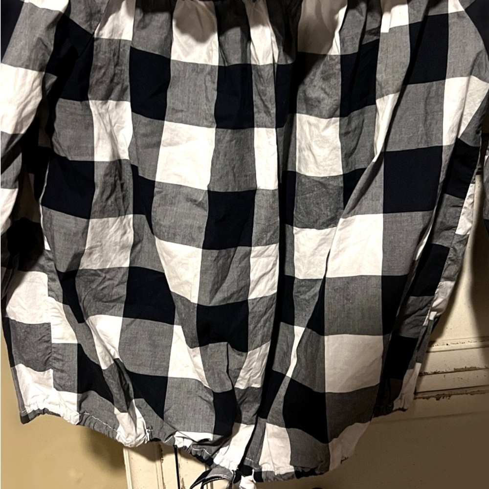 Tommy Hilfiger Black & White Gingham Off-Shoulder Top | Size Small